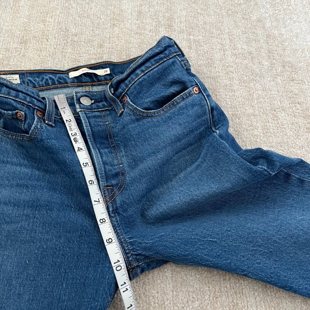 Levi's Premium Wedge Button Fly High Rise Crop Blue Jeans 26 - Picture 7 of 10